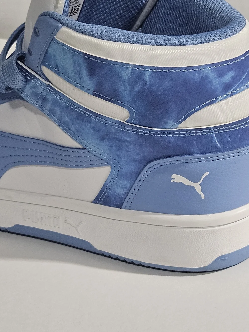 PUMA Rebound LayUp Mid White / Day Dream Blue Marble High Top Sneakers